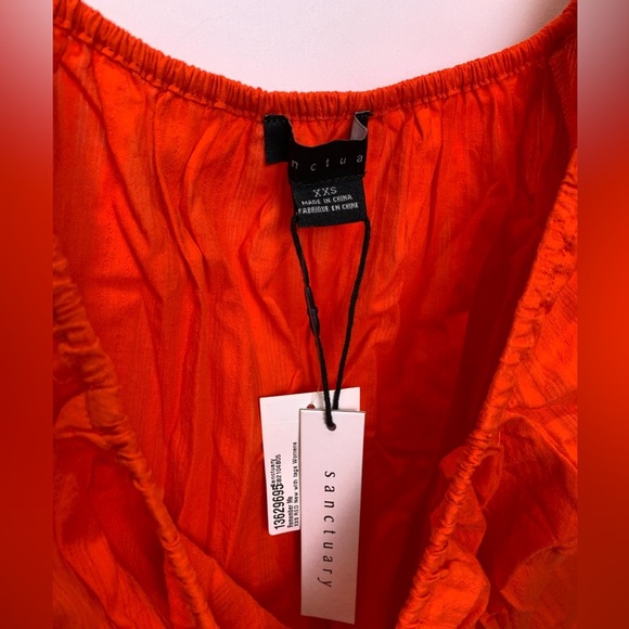 Sanctuary Women's Remember Me Gingham Puff Sleeve Top Red XXS - Picture 4 of 9